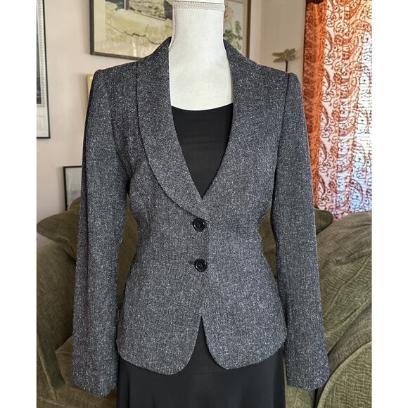 The Limited Collection Gray Plaid Belted Vintage Jacket Size Medium - Picture 3 of 4